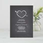 Chalkboard Liebe Herz rustikale Probe Abendessen Einladung (Stehend Vorderseite)