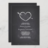 Chalkboard-Liebe Herzrustikal Einladung (Vorne/Hinten)