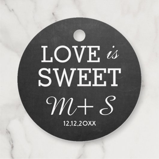 Chalkboard-Liebe ist süße Hochzeitsmonogramm Geschenkanhänger (Rückseite)