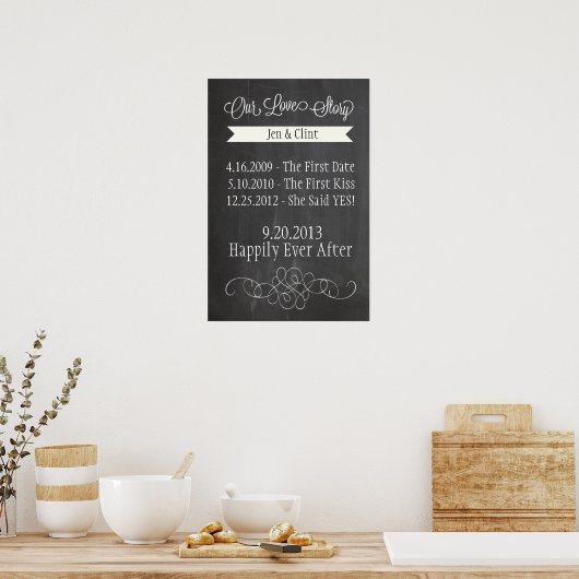 Chalkboard Liebe Story Poster (Küche)