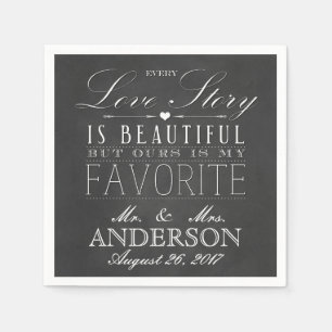 Chalkboard Liebe Story Vintage Hochzeit Napkin Serviette