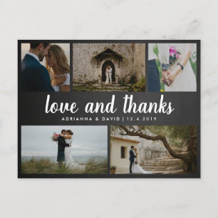 Chalkboard-Liebe und Dank fünf Hochzeitsslips Foto Postkarte