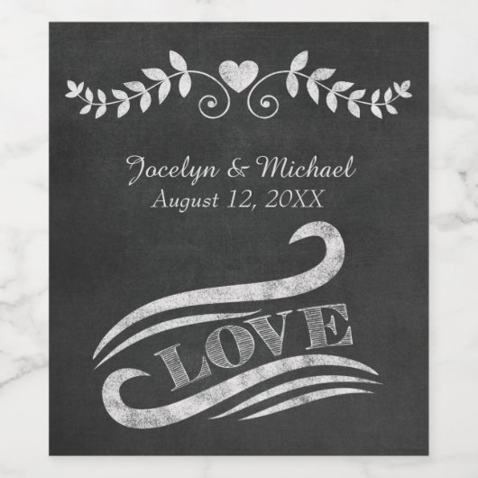 Chalkboard-Liebe Weinetikett (Einzelnes Label)