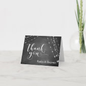 Chalkboard Light Strings Calligraphy Vielen Dank Dankeskarte (Vorderseite)