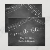Chalkboard Light Strings Kalligraphie Save the Dat Date (Vorne/Hinten)