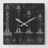 Chalkboard Lighthouse Plans - Zeit Quadratische Wanduhr (Vorderseite)