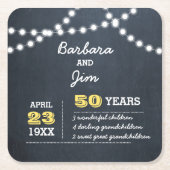 Chalkboard Lights 50 Jahre Jubiläum Gönnen Unterse Rechteckiger Pappuntersetzer (Vorderseite)