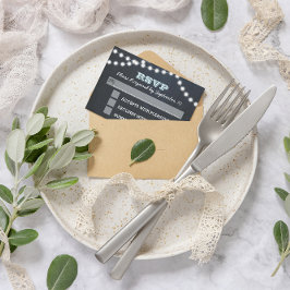 Chalkboard Lights Aqua Bat Mitzvah RSVP Karte