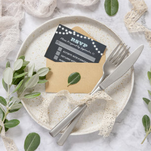 Chalkboard Lights Aqua Bat Mitzvah RSVP Karte