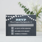 Chalkboard Lights Aqua Bat Mitzvah RSVP Karte (Stehend Vorderseite)