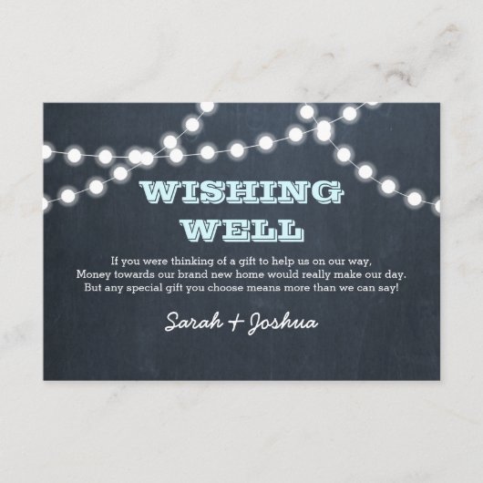 Chalkboard Lights Aqua Hochzeit wünschend gut Begleitkarte (Vorderseite)