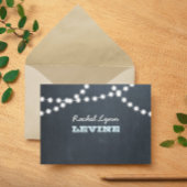 Chalkboard Lights Aqua Note Card Einladung