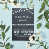 Chalkboard Lights Aqua Quinceañera Save the Date Ankündigungspostkarte
