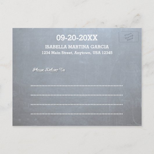 Chalkboard Lights Aqua Quinceañera Save the Date Ankündigungspostkarte (Rückseite)