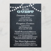 Chalkboard Lights Aqua Wedding Gästebuch Begleitkarte (Vorderseite)