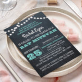 Chalkboard Lights Aquamarin Bat Mitzvah Einladung