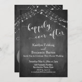 Chalkboard Lights Calligraphie glücklich immer nac Einladung (Vorne/Hinten)