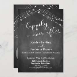 Chalkboard Lights Calligraphie glücklich immer nac Einladung