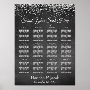 Chalkboard & Lights Empfang Seekarte Poster