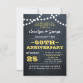 Chalkboard Lights Gold 50 Jahre Einladung (Vorderseite)