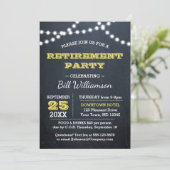 Chalkboard Lights Gold Retirement Party Einladung (Stehend Vorderseite)