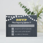 Chalkboard Lights Golden RSVP Card (Stehend Vorderseite)