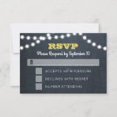 Chalkboard Lights Golden RSVP Card Karte (Vorderseite)