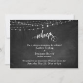 Chalkboard & Lights Hochzeit "Whoops" verschoben Einladung (Vorderseite)