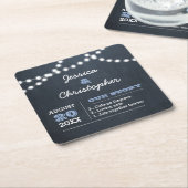 Chalkboard Lights Light Blue Personalisiert Weddin Rechteckiger Pappuntersetzer (angewinkelt)