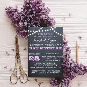 Chalkboard Lights Lilac Bat Mitzvah Einladung