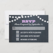 Chalkboard Lights Lilac Bat Mitzvah RSVP-Karte RSVP Karte (Vorderseite)