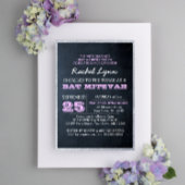 Chalkboard Lights Lilac Glitzer Border Bat Mitzvah Einladung