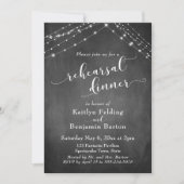 Chalkboard Lights Skript Hochzeit Probe Dinner Einladung (Vorderseite)