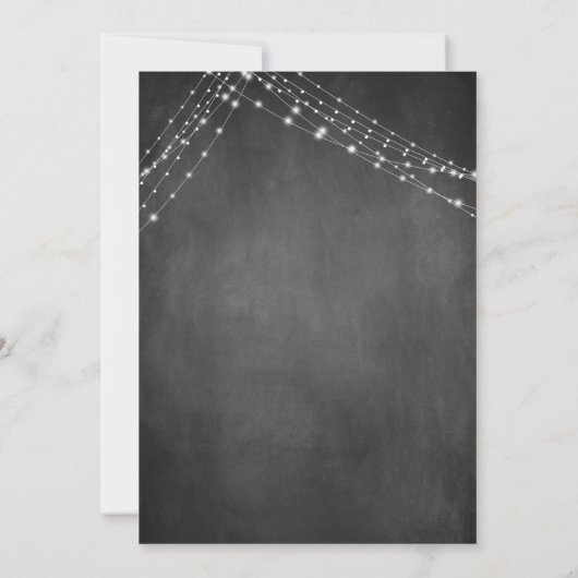 Chalkboard Lights Skript Hochzeit Probe Dinner Einladung (Rückseite)