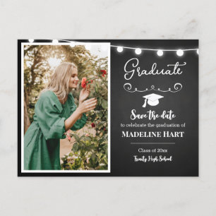 Chalkboard Lights Vintag Graduate   SAVE THE DATE Postkarte