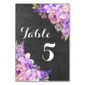 Chalkboard Lila Floral Wedding Tischnummer (Rückseite)