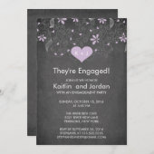 Chalkboard Lila Heft Blume Engagement Party Einladung (Vorne/Hinten)
