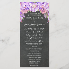 Chalkboard Lila Lavendel Floral Wedding Programm