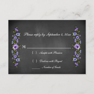 Chalkboard Lila Stiefmütterchen RSVP-Karte RSVP Karte