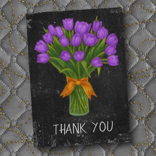Chalkboard Lila Tulips Dankeskarte