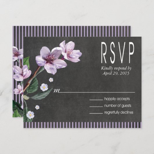 Chalkboard Lilac Watercolor Blume UAWG RSVP Karte (Vorne/Hinten)