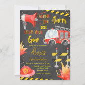 Chalkboard Little Firefighter Boy Geburtstag Einladung (Vorderseite)