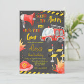 Chalkboard Little Firefighter Boy Geburtstag Einladung (Stehend Vorderseite)