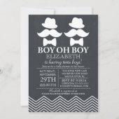 Chalkboard Little Man Mustache TWINS Kinderdusche Einladung (Vorderseite)