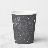Chalkboard Little Space Explorer Kinderdusche Pappbecher (Rückseite)