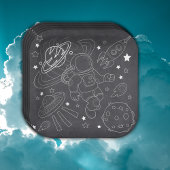 Chalkboard Little Space Explorer Kinderdusche Pappteller