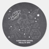 Chalkboard Little Space Explorer Kinderdusche Runder Aufkleber (Vorderseite)