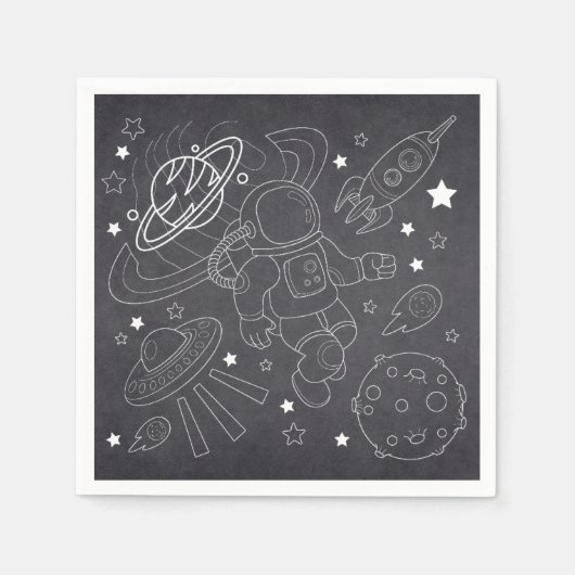 Chalkboard Little Space Explorer Kinderdusche Serviette (Vorderseite)