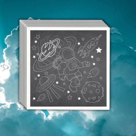 Chalkboard Little Space Explorer Kinderdusche Serviette