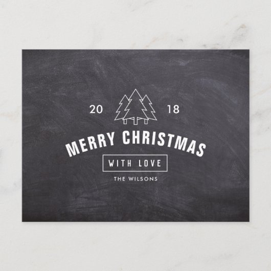 Chalkboard-Logo Frohe Weihnachts-Postkarte Feiertagspostkarte (Vorderseite)